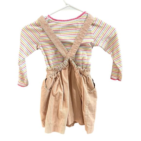 Mini Boden Corduroy Flower Pinafore Striped Pointelle Shirt Size 4-5Y 110cm - Picture 2 of 10